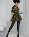 Camo Sequin Peplum Jacket (S ~ 5XL)
